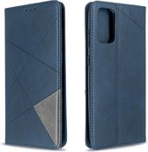 Voor Galaxy S20 Ultra Rhombus Texture Horizontaal Flip magnetisch lederen hoesje met houder en kaartsleuven (blauw)