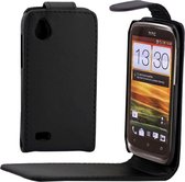 Verticale Flip Leather Case voor HTC Desire V / T328W (Zwart)