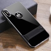 Voor iPhone XS / X Crystal schokbestendig TPU + pc-hoesje met houder (donker zwart)