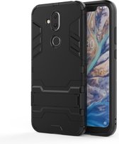 Shockproof PC + TPU Case voor Nokia 8.1 / X7, met houder (zwart)