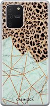 Samsung S10 Lite hoesje siliconen - Luipaard marmer mint | Samsung Galaxy S10 Lite case | Bruin | TPU backcover transparant