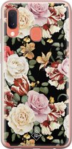 Samsung A20e hoesje siliconen - Bloemen flowerpower | Samsung Galaxy A20e case | zwart | TPU backcover transparant