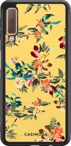 Samsung A7 2018 hoesje - Bloemen geel flowers | Samsung Galaxy A7 (2018) case | Hardcase backcover zwart