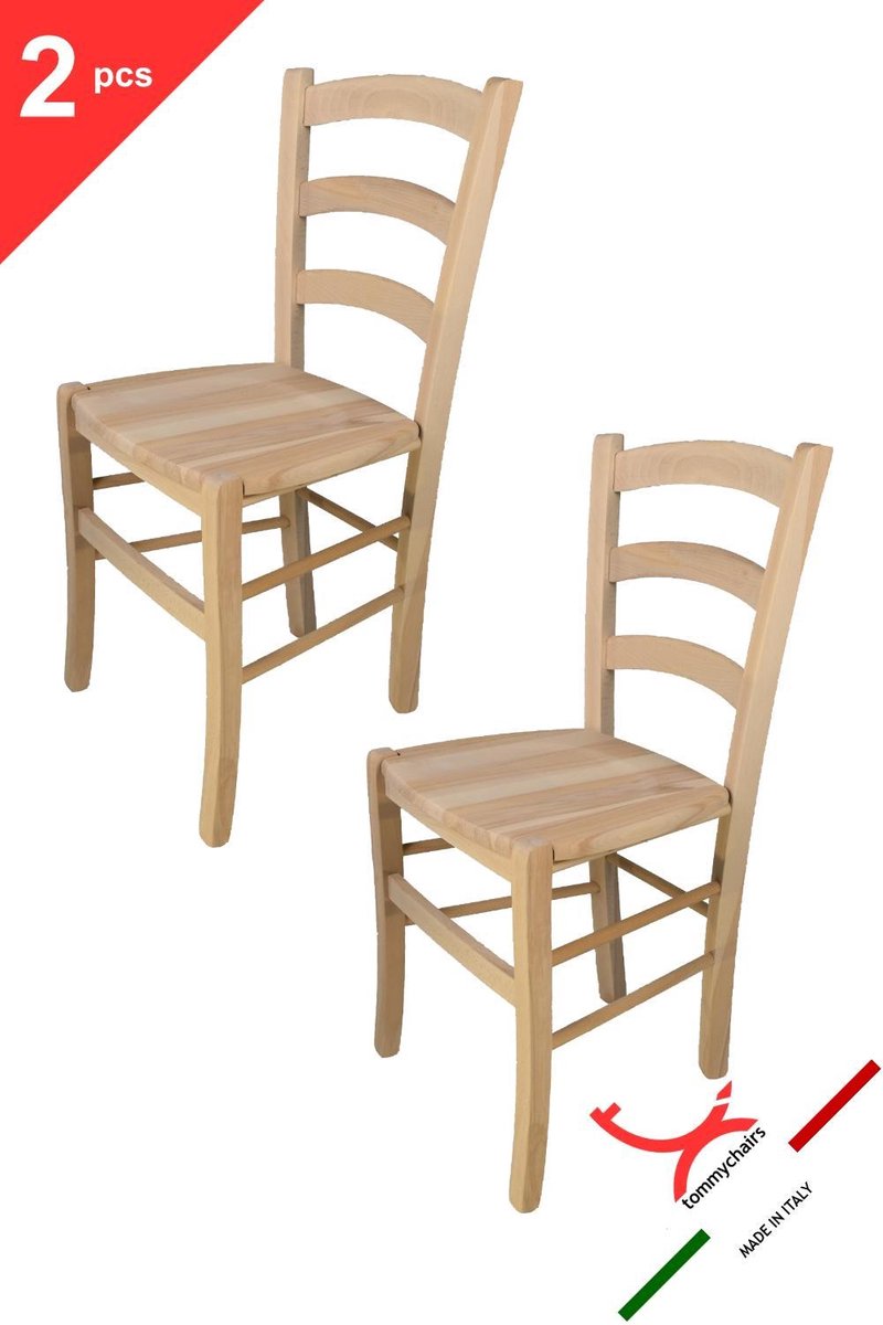 Tommychairs Venezia - Eetkamerstoelen - Set van 2 - Naturel - Hout