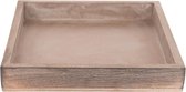 Vierkant houten kaarsenplateau/kaarsenbord greywash 20 x 20 cm - Onderbord/kaarsenplateau/onderzet bord voor kaarsen