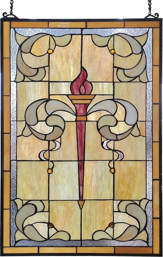 Panneau en verre Tiffany 50 * 78 cm Vert | 5LL-6022 | Clayre & Eef