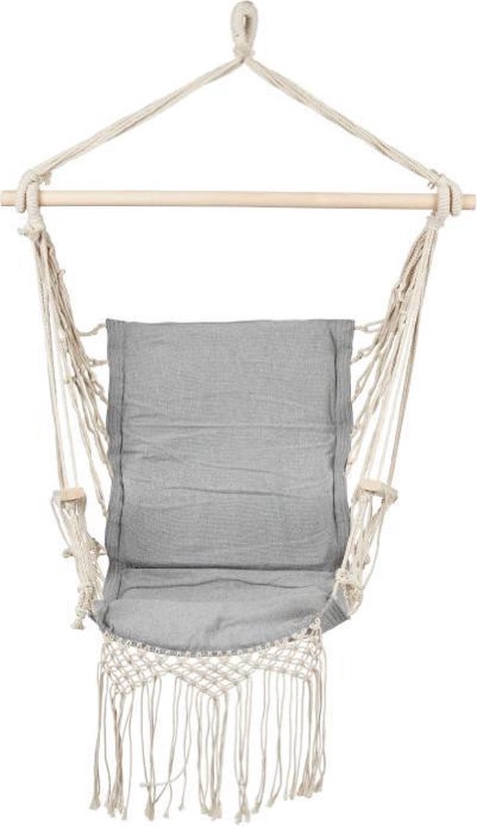 Hangstoel met franjes – grijs – 90x95x50 cm