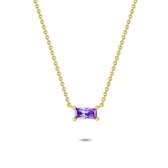 Twice As Nice Halsketting in 18kt verguld zilver, baguette zirkonia, amethyst kleur  40 cm+5 cm