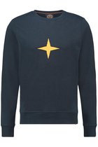 Sweater Navy Blauw Met Logo Geel (MU13 - 0402 - Sapphire Melange)