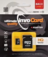 Imro - Micro SD Kaart 64 GB - Geheugenkaart Met Adapter - SDHC