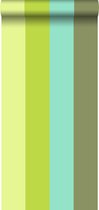 behang strepen turquoise en lime groen - 116524 van ESTAhome