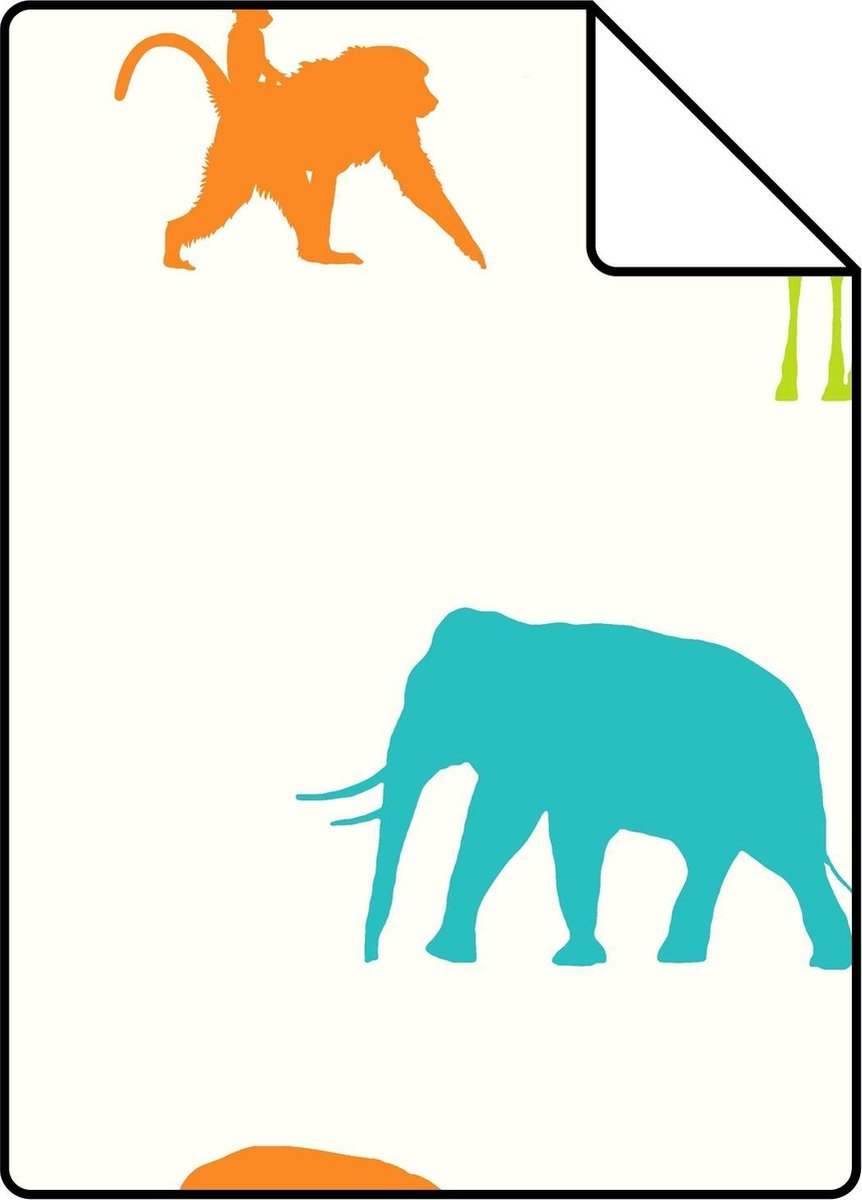 ESTAhome A4 proefstaal van behang dieren limegroen en oranje - 137335 - 21 x 26 cm