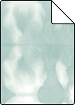 Proefstaal ESTAhome behangpapier tie-dye shibori motief vergrijsd mintgroen - 148682 - 26,5 x 21 cm
