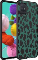 iMoshion Design voor de Samsung Galaxy A71 hoesje - Luipaard - Groen / Zwart