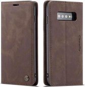 CaseMe - Samsung Galaxy S10 hoesje - Wallet Book Case - Magneetsluiting - Donker Bruin