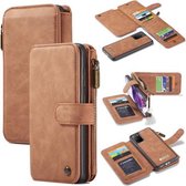 CaseMe - Samsung Galaxy S20 Plus hoesje - Wallet Book Case met Ritssluiting - Bruin