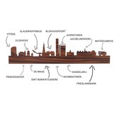 Skyline Leeuwarden Palissander hout - 80 cm - Woondecoratie design - Wanddecoratie - WoodWideCities