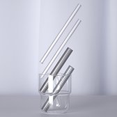 4 Glazen rietjes gemaakt van transparant borosilicaat glas 2x dik en kort 2x dun en lang . Herbruikbaar zijn vaatwasser veilig.
