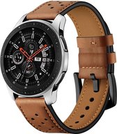 Universeel Smartwatch 22MM Bandje - Echt Leer - met Gesp Sluiting - Bruin