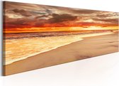 Schilderijen Op Canvas - Schilderij - Beach: Beatiful Sunset 135x45 - Artgeist Schilderij