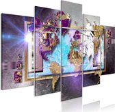 Schilderijen Op Canvas - Schilderij - Abstract Map (5 Parts) Wide 200x100 - Artgeist Schilderij
