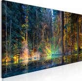 Schilderijen Op Canvas - Schilderij - Pond in the Forest (1 Part) Narrow 135x45 - Artgeist Schilderij