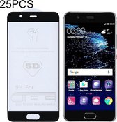 25 STUKS 9H 5D Volledige lijm Volledig scherm Gehard glasfilm voor Huawei P10