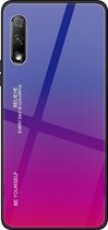 Voor Huawei Honor 9X Gradient Color Glass Case (rood blauw)