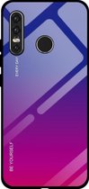 Voor Huawei P30 Lite Gradient Color Glass Case (rood blauw)