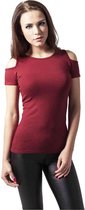 Urban Classics Dames Tshirt -S- Cutted Shoulder Rood