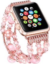 Apple Watch 41MM / 40MM / 38MM Bandje Kralen en Parel Armband Roze