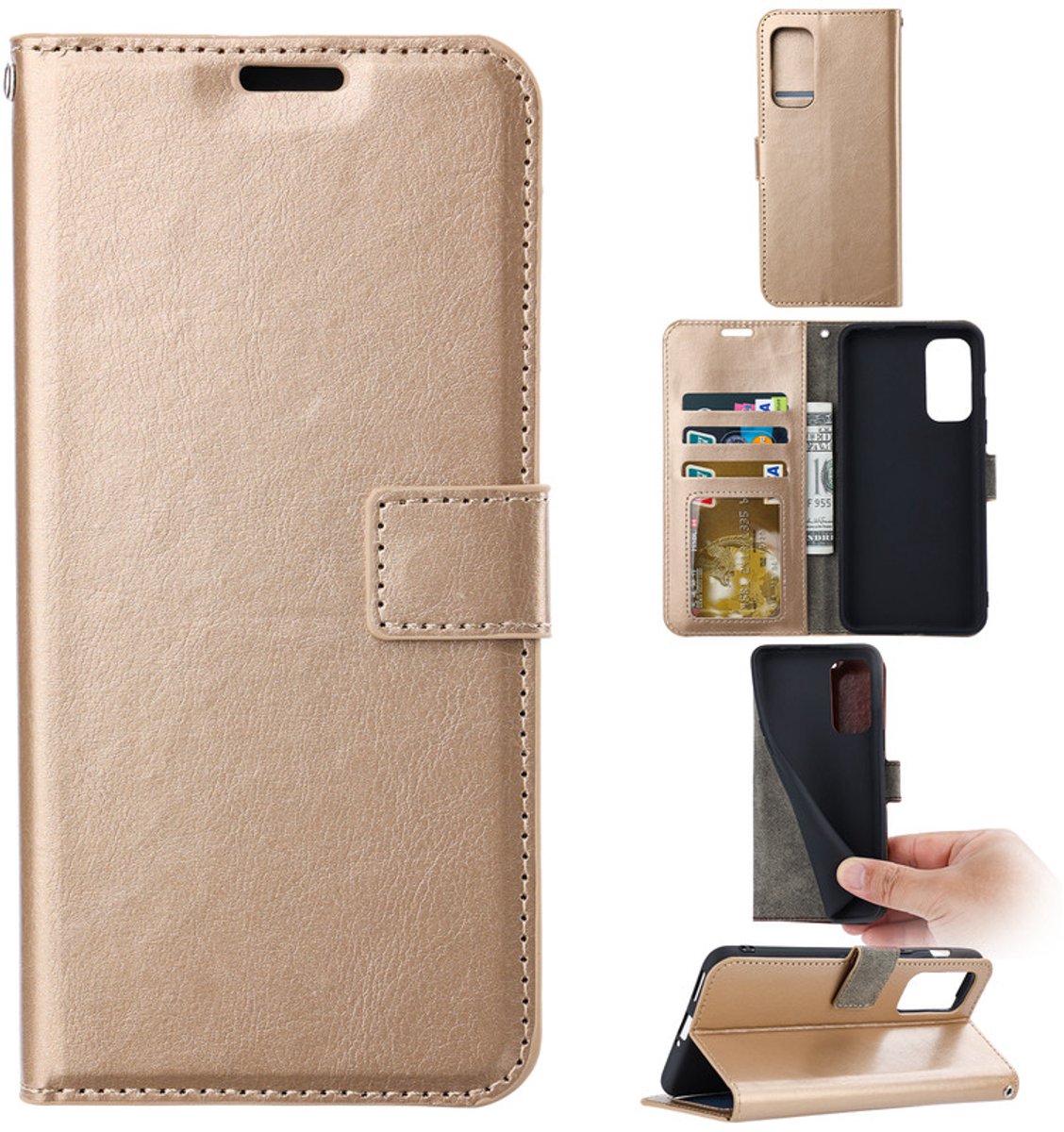 Portemonnee Book Case Hoesje Geschikt voor: Samsung Galaxy A52s 5G / A52 5G goud