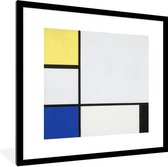 Fotolijst incl. Poster - Compositie met geel, blauw en zwart - Piet Mondriaan - 40x40 cm - Posterlijst