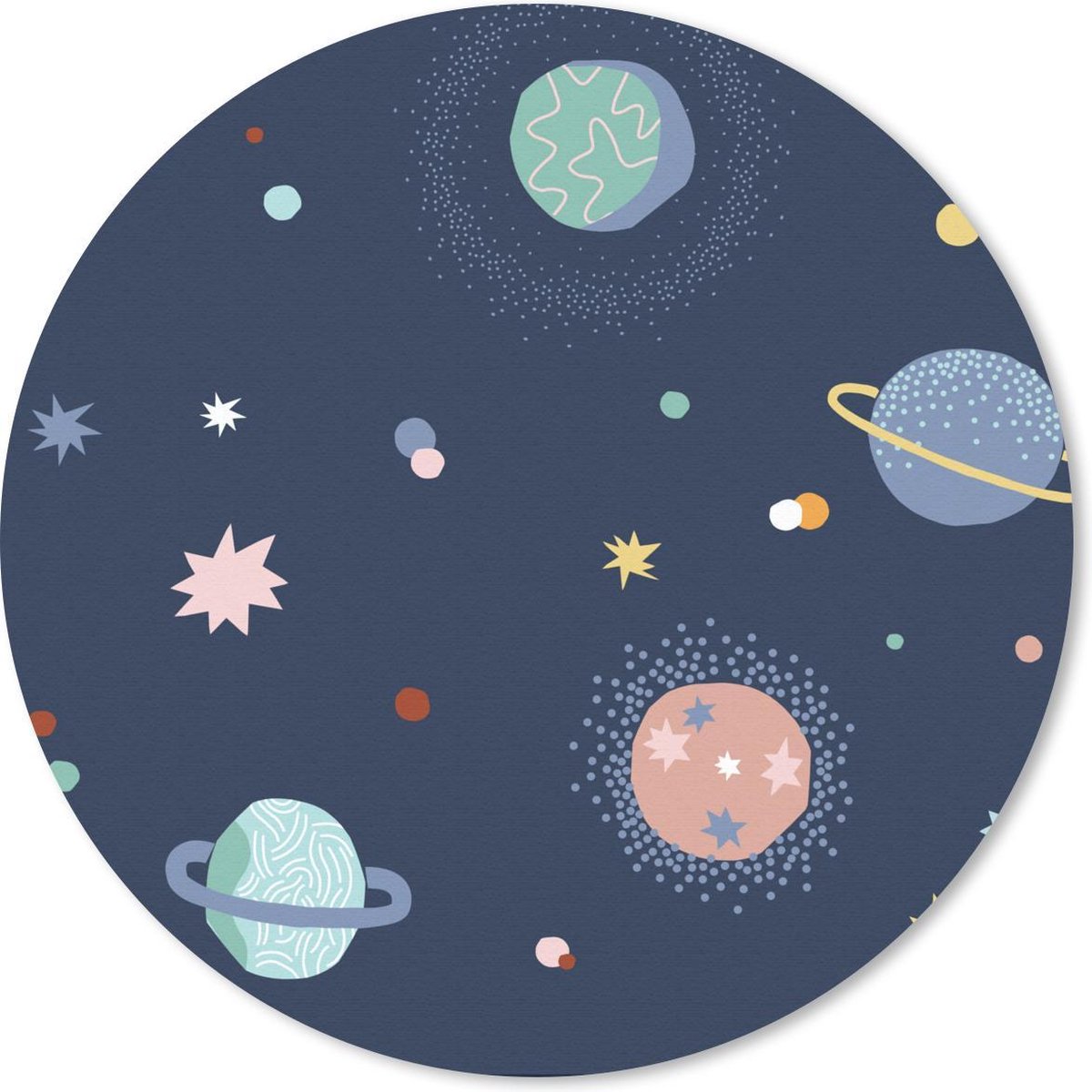 Muismat rond 20x20 cm - Mousepad Kind - Sterren - Ruimte - Ronde muismatten