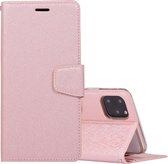 Voor iPhone 12 Max / 12 Pro Zijden Textuur Horizontale Flip Leren Case met Houder & Kaartsleuven & Portemonnee & Fotolijst (Rose Goud)