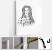 Isaac Newton (1643-1727) portrait in line art illustration. He was an astronomer, scientist, philosopher - Modern Art Canvas - Vertical - 1319114165 - 115*75 Vertical