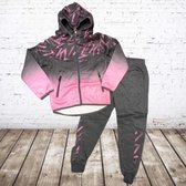 Meisjes trainingspak grijs roze 238 -s&C-146/152-Trainingspakken kinderen