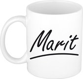 Marit naam cadeau mok / beker sierlijke letters - Cadeau collega/ moederdag/ verjaardag of persoonlijke voornaam mok werknemers