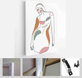 Modern abstract faces with abstract shapes. Minimalism concept. Line art drawing style - Modern Art Canvas - Vertical - 1772606783 - 40-30 Vertical