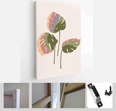 Collection of contemporary art posters in pastel colors. Abstract leaves and branch. Great minimal design for social media, postcards, print - Modern Art Canvas - Vertical - 185517