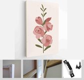 Collection of contemporary art posters in pastel colors. Abstract elements, leaves and flowers, peonies, branches - Modern Art Canvas - Vertical - 1853040850 - 40-30 Vertical