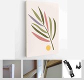 Collection of contemporary art posters in pastel colors. Abstract elements, leaves and fruits, branches, pears - Modern Art Canvas - Vertical - 1853285833 - 50*40 Vertical