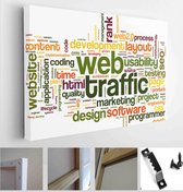 Itsallcanvas - Schilderij - Web Traffic Concept In Word Tag Cloud On Art Horizontal Horizontal - Multicolor - 40 X 50 Cm