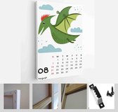 Children's calendar template for 2022. Bright vertical design with abstract dinosaurs in a flat style - Modern Art Canvas - Vertical - 1980533045 - 80*60 Vertical