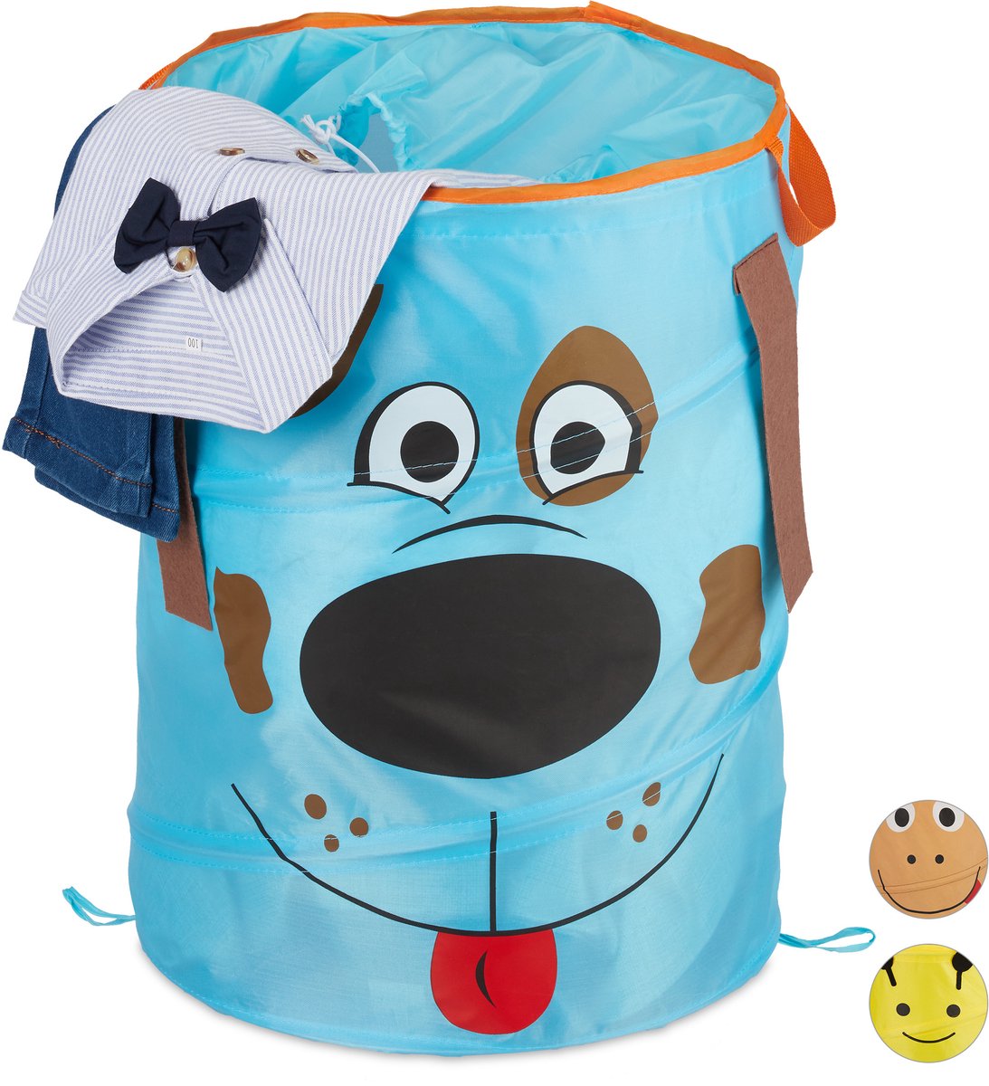 Goedkoopste wasmand pop-up - 39 l - voor kinderen - met honden thema - blauw