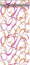 Sanders & Sanders behangpapier grafische cirkels oranje en roze - 935211 - 53 cm x 10,05 m