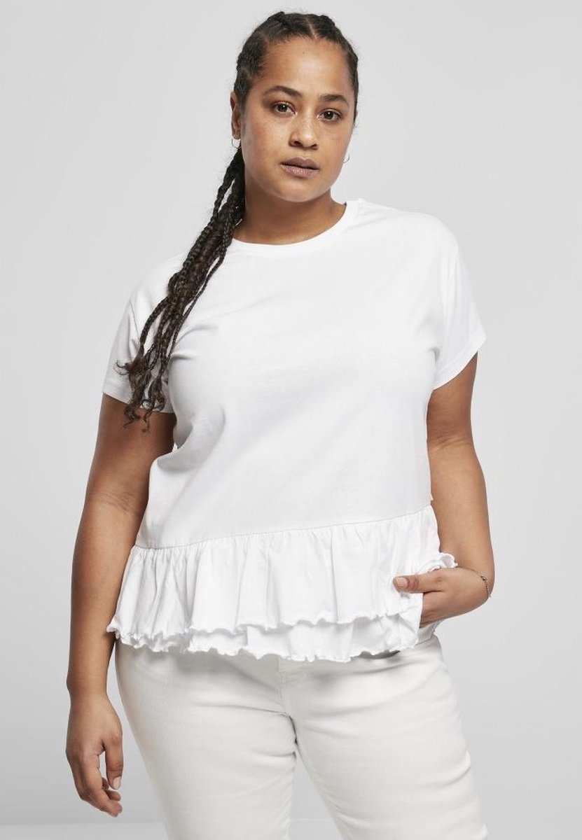 Urban Classics Organic Volant Dames T-shirt M Wit