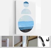 A trendy set of Blue Abstract Hand Painted Illustrations for Postcard, Social Media Banner, Brochure Cover Design or Wall Decoration Background - Modern Art Canvas - Vertical - 190