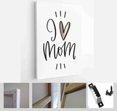 I love mom Mother’s day vector design with gold circle background. Suitable for greeting card, gift decoration, iron on or sublimation print - Modern Art Canvas - Vertical - 191825