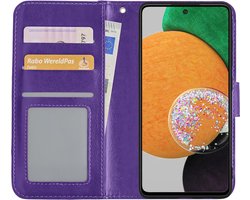 Hoesje - Met Pasjeshouder - Geschikt voor Samsung Galaxy A52s 5G - Luxe Bookcase Portemonee - Flip Case - Kunstleer Book Case - Flipcase - Book Cover - Walletcase - Portemonneehoes - Paars
